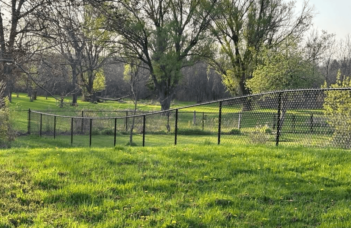 Black chain link fence built by VanDuzen Fence